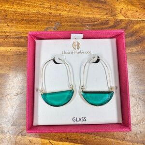 House of Harlow 1960 Glass Gold Plated Dangly Earrings